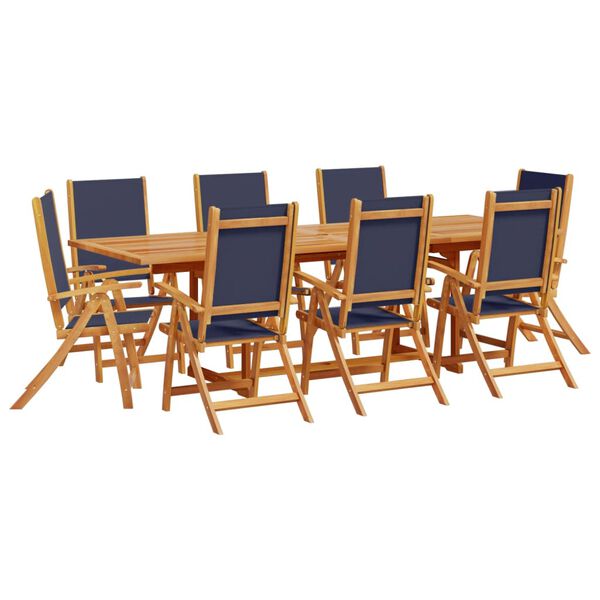 vidaXL 9 Piece Garden Dining Set Solid Wood Acacia and Textilene