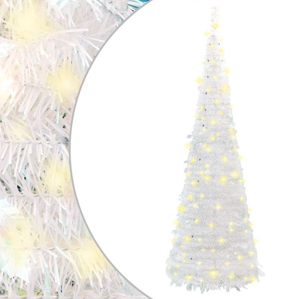 vidaXL Artificial Christmas Tree Pop-up 200 LEDs White 210 cm