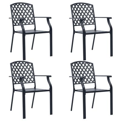 vidaXL Outdoor Chairs 4 pcs Mesh Design Steel Black