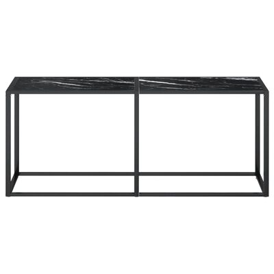 vidaXL Console Table Black Marble 180x35x75.5cm Tempered Glass