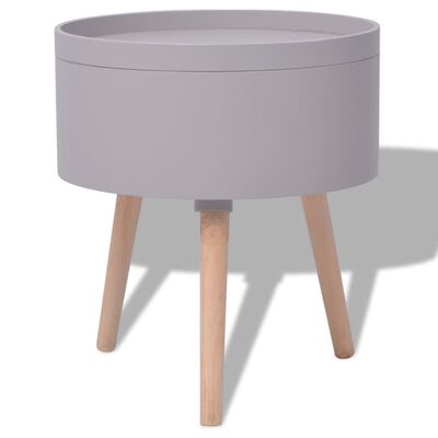 vidaXL Side Table with Serving Tray Round 39.5x44.5 cm Grey