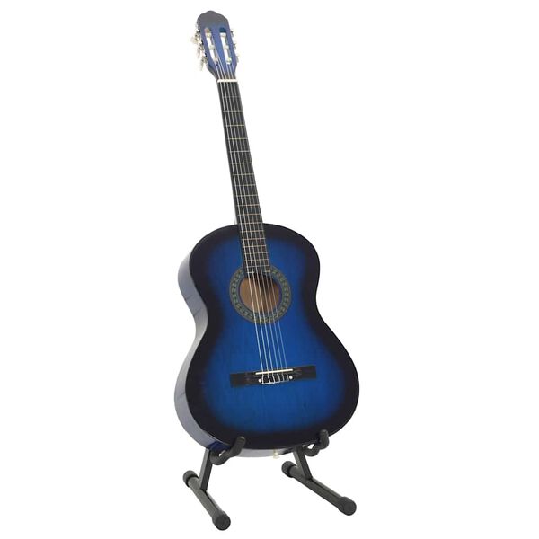 vidaXL 12 Piece Classical Guitar Beginner Set Blue 4/4 39"