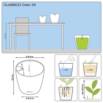 LECHUZA Planter Classico Color 35 ALL-IN-ONE White 13210