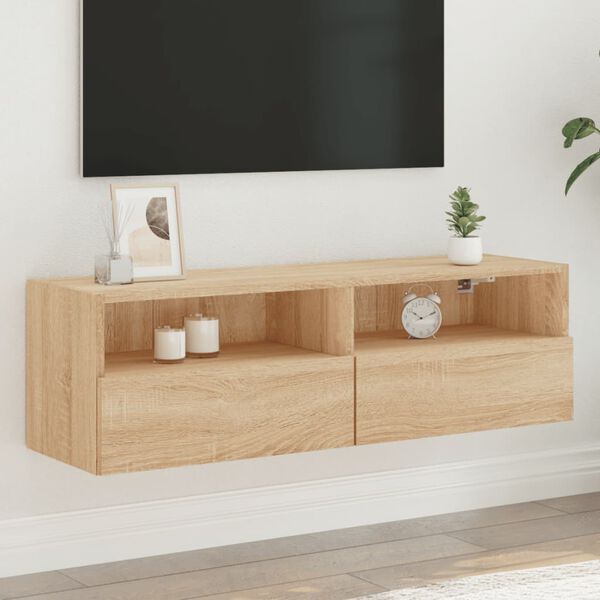 vidaXL TV Wall Cabinet Sonoma Oak 100x30x30 cm Engineered Wood