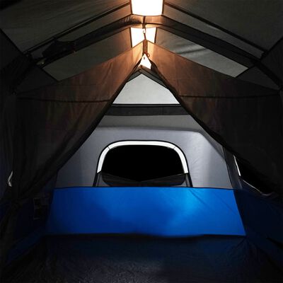 vidaXL Family Tent with LED 9-Person Light Blue Quick Release