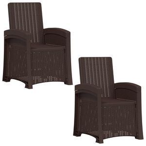 vidaXL Reclining Garden Chair Rattan Look 2 pcs Brown PP