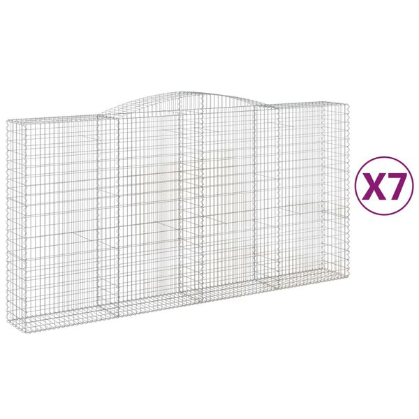 vidaXL Arched Gabion Baskets 7 pcs 400x50x200/220 cm Galvanised Iron