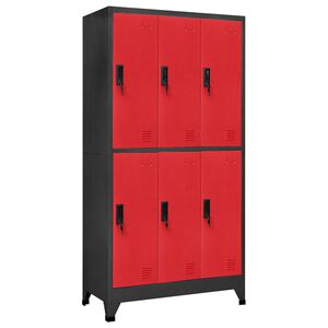 vidaXL Locker Cabinet Anthracite and Red 90x45x180 cm Steel