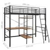 vidaXL Bunk Bed with Table without Mattress Grey Metal 90x200 cm