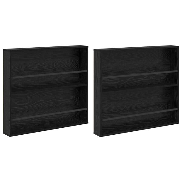 vidaXL Magazine Rack 2 pcs Black Oak 80 x 12 x 70 cm Engineered Wood