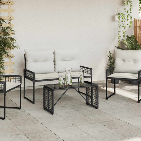 vidaXL Outdoor Table Black 80 x 40 x 40 cm PE Rattan and Glass
