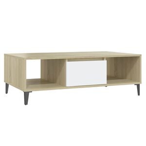 vidaXL Coffee Table White and Sonoma Oak 103.5x60x35 cm Engineered Wood