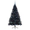 vidaXL Artificial Pre-lit Christmas Tree Black 210 cm PVC