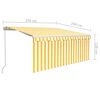 vidaXL Manual Retractable Awning with Blind 3.5x2.5m Yellow&White