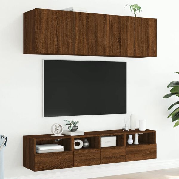 vidaXL 5 Piece TV Wall Units Brown Oak Engineered Wood