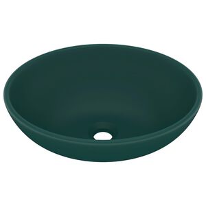 vidaXL Luxury Basin Oval-shaped Matt Dark Green 40x33 cm Ceramic