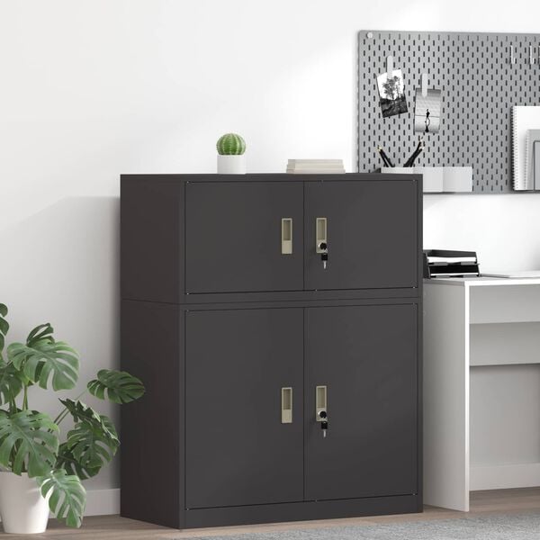 vidaXL Storage Cabinet Black 90 x 40 x 40 cm Cold-Rolled Steel