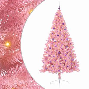 vidaXL Artificial Pre-lit Christmas Tree with 300 LEDs Pink 240 cm PVC