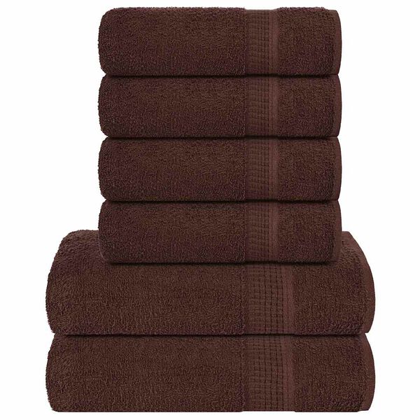 vidaXL 6 Piece Towel Set "FROGN" Brown 360 gsm