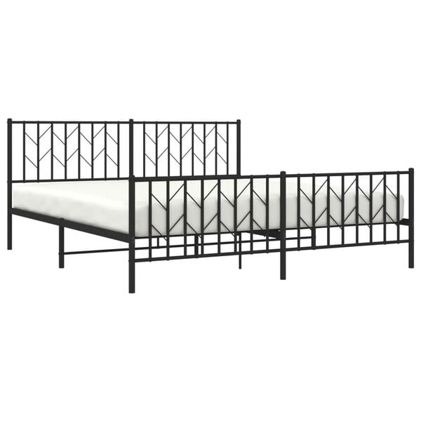 vidaXL Metal Bed Frame without Mattress with Footboard Black 183x213cm