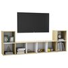 vidaXL 3 Piece TV Cabinet Set White and Sonoma Oak Engineered Wood