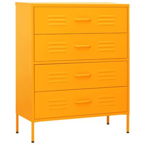 vidaXL Chest of Drawer | Mustard Yellow | Steel | Medium | Levelers