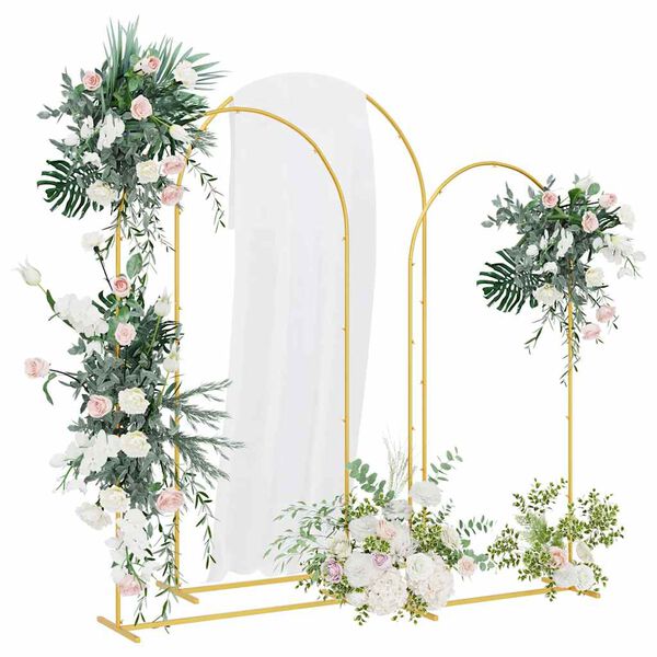 vidaXL Wedding Arch 3 pcs Gold Steel