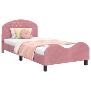 vidaXL Children's Bed Frame with Headboard Pink 90 x 200 cm Velvet