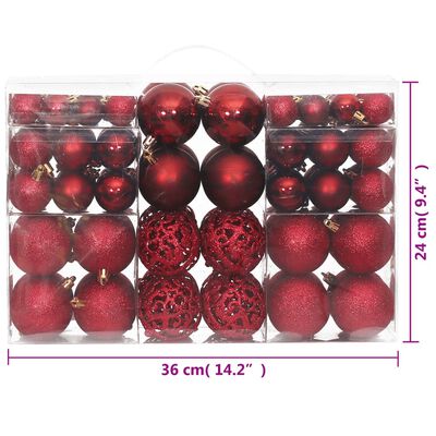 vidaXL Christmas Baubles 100 pcs Wine Red 3 / 4 / 6 cm