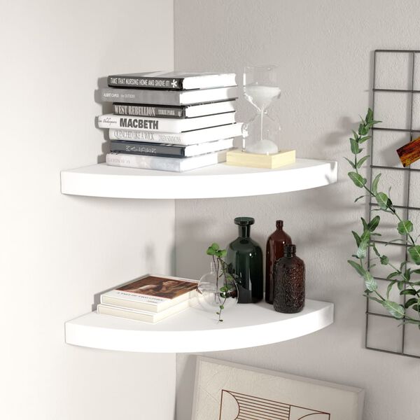 vidaXL Floating Corner Shelves 2 pcs White 35x35x3.8 cm MDF