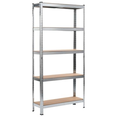 vidaXL Storage Shelves 2 pcs Silver 90x30x180 cm Steel and MDF