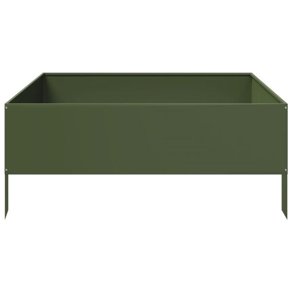 vidaXL Garden Raised Bed Olive green 100x100x25 cm Steel