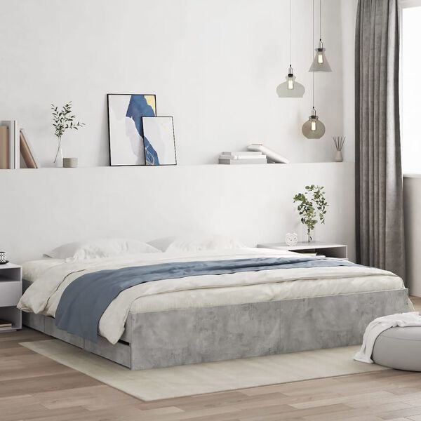 vidaXL Bed Frame with Drawers without Mattress Concrete Grey 180x200 cm Super King