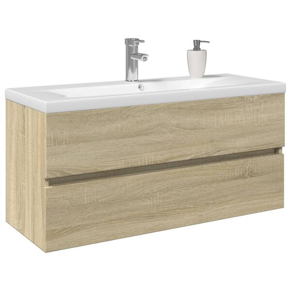 vidaXL 2 Piece Bathroom Furniture Set Ceramic and Engineered Wood