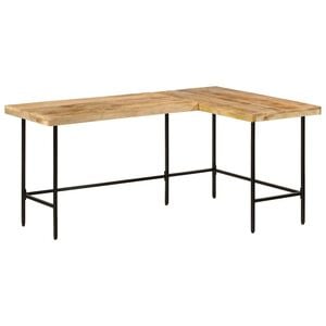 vidaXL Desk 165x110x77 cm Solid Wood Mango and Iron