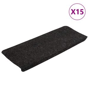 vidaXL Stair Mats Self-adhesive 15 pcs 65x24.5x3.5 cm Anthracite