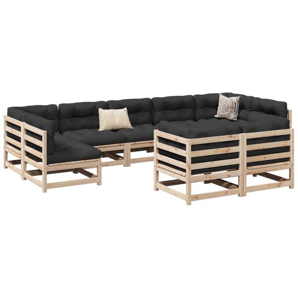 vidaXL 9 Piece Garden Sofa Set Solid Wood Pine