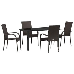 vidaXL Garden Dining Set 5 pcs Brown Powder-Coated Steel