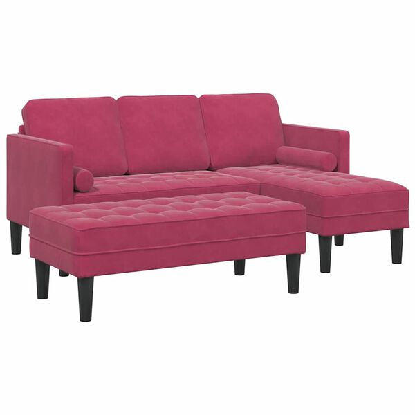 vidaXL Sofa Set with Cushion 2 pcs Wine Red Polyester