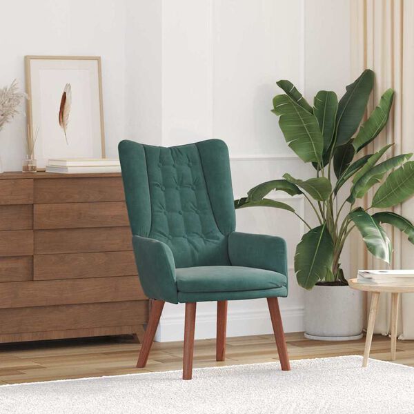 vidaXL Armchair Dark Green 63 x 67 x 94 cm Velvet