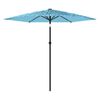 vidaXL Garden Parasol with Steel Pole Blue 268x268x226 cm
