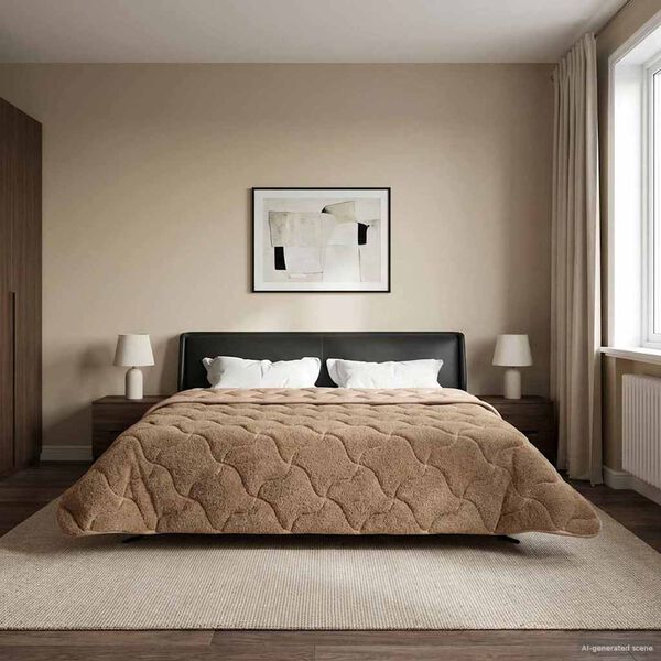 vidaXL Full Year Duvet Taupe 200 x 220 cm Microfiber and Teddy fleece