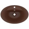 vidaXL Luxury Basin Overflow Oval Matt Dark Brown 58.5x39 cm Ceramic