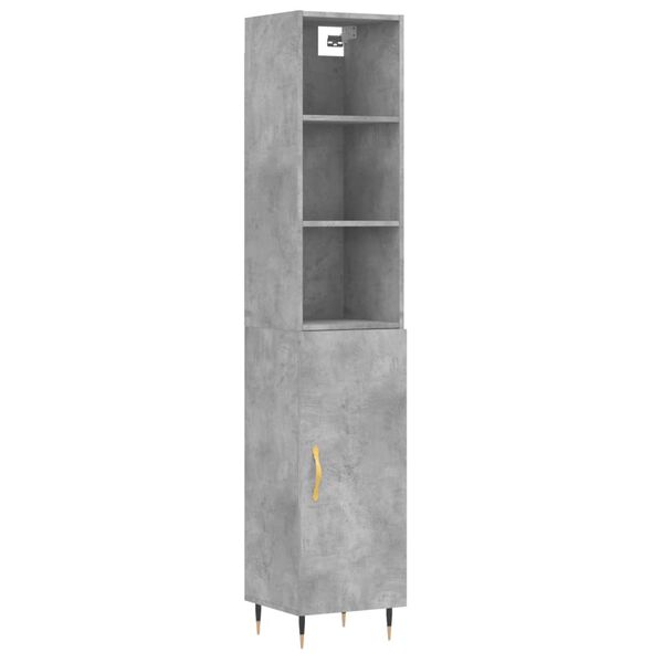 vidaXL Highboard Concrete Grey 34.5x34x180 cm Engineered Wood