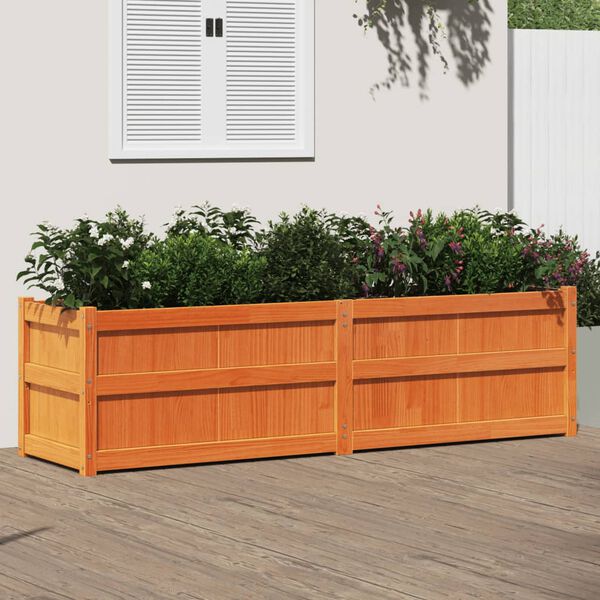vidaXL Garden Planter Wax Brown 180x50x50 cm Solid Wood Pine