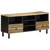 vidaXL TV Cabinet Black 100x33,5x46 cm Solid Rough Wood Mango