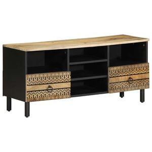 vidaXL TV Cabinet Black 100x33,5x46 cm Solid Rough Wood Mango