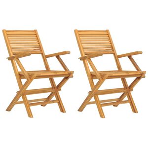 vidaXL Folding Garden Chair | Set of 2 | Natural Teak | Solid teak wood