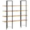 vidaXL Bookcase | Natural wood and black | Solid mango wood, powder-coated steel