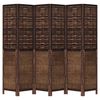 vidaXL Room Divider 6 Panels Dark Brown Solid Wood Paulownia